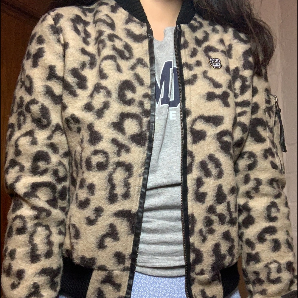Leopard print bomber jacket